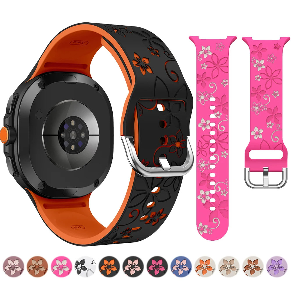 

Carving Silicone Watch Strap for Samsung Galaxy Watch 8 40mm 44mm Bracelet for Samsung Watch 8 Classic 46mm Sports Band