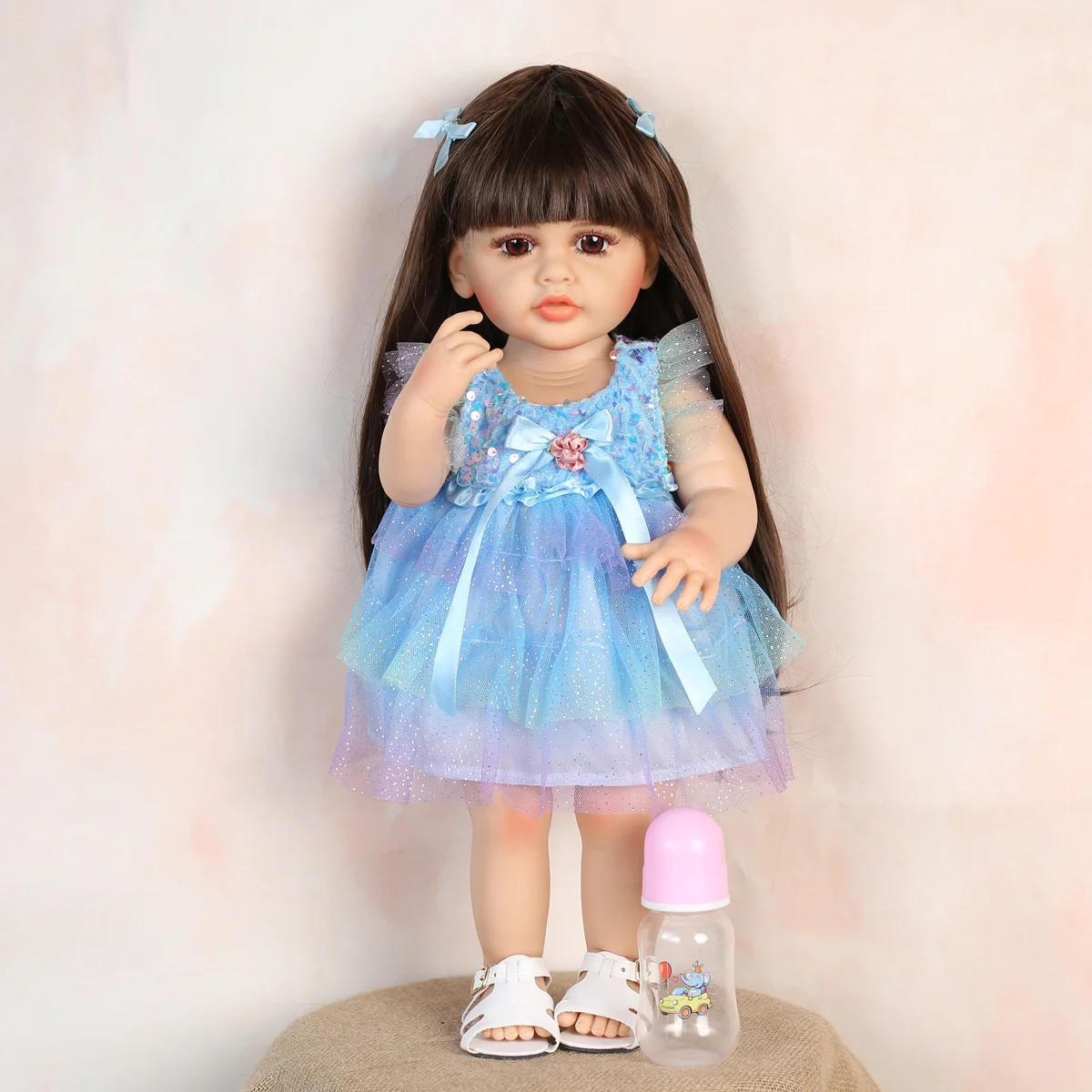 

All Silicone Phantom Blue Reborn Baby Doll Doll Girl For Children's Toy Birthday and Children's Day Gift