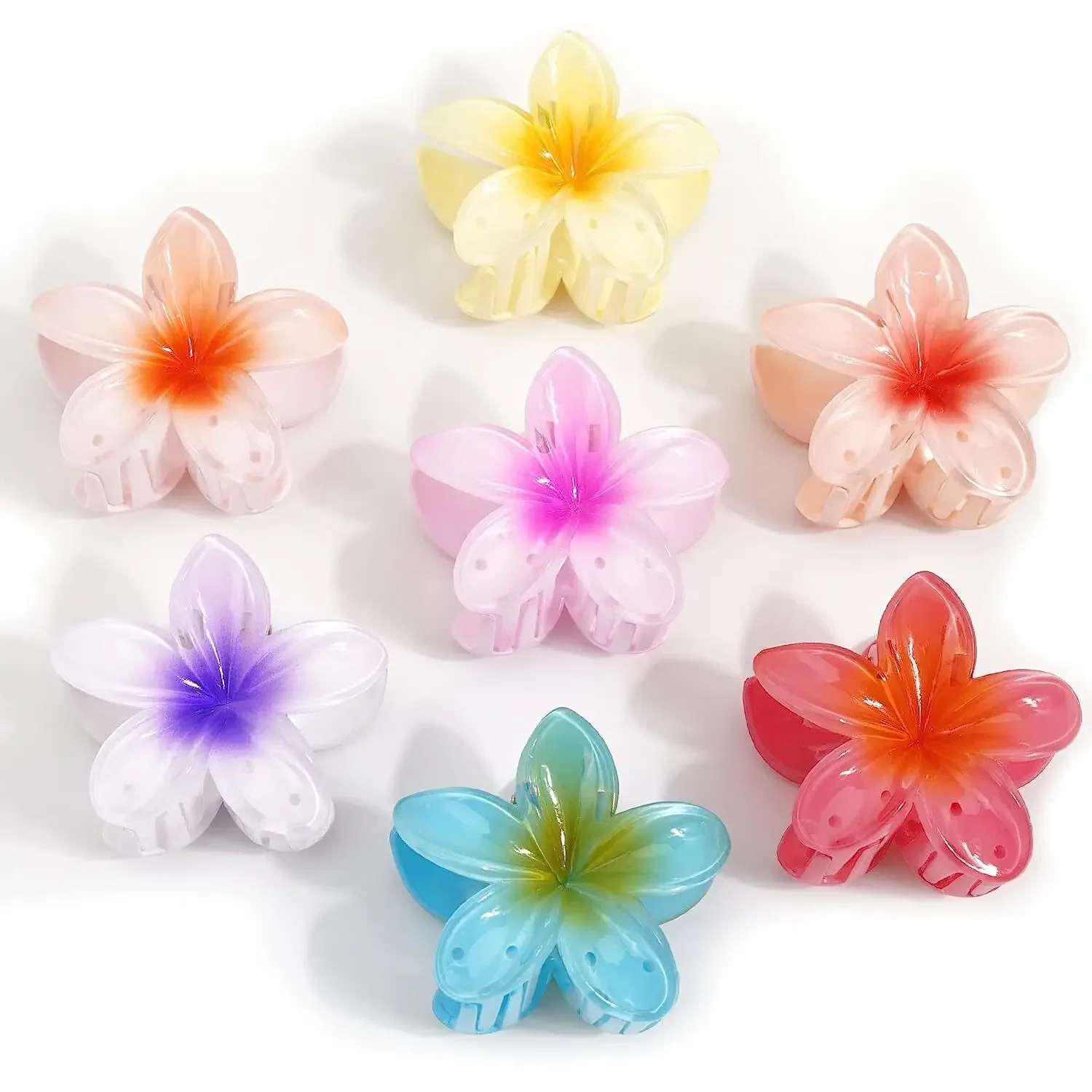 2025 neue hawaiianische Farbverlaufs-Haarspangen für Damen, Blumen-Haarklammern, Hai-Haarnadeln, Urlaub, Strand-Stil, Haarnadeln, Haar-Accessoires – Detail 3