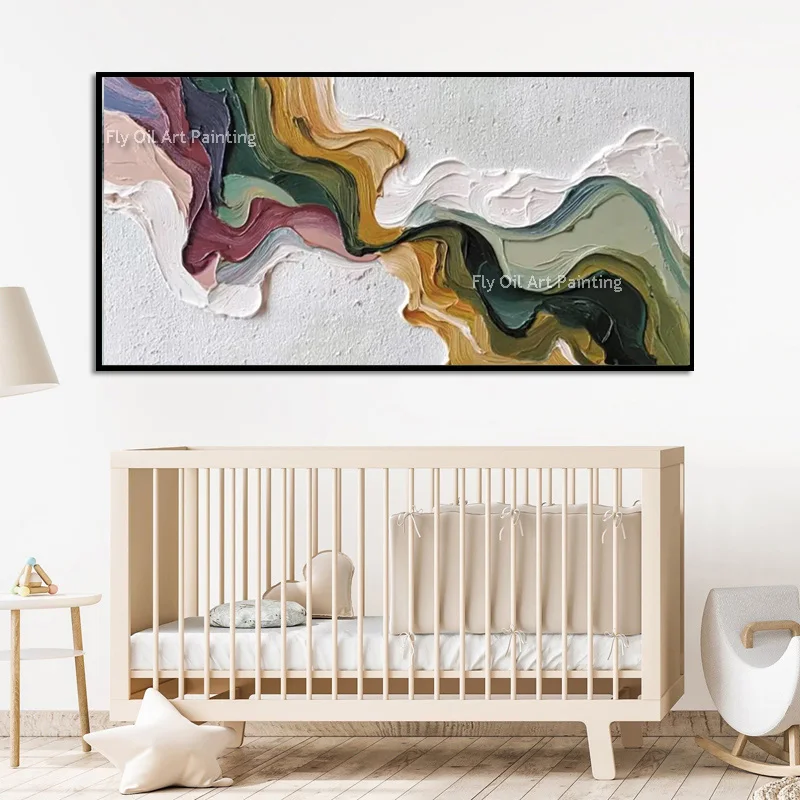 Colorful Impasto Urban Scene Decor, Loose Painterly Brushstrokes, Hand‑Made Oil Painting Adds Energy To Contemporary Spaces