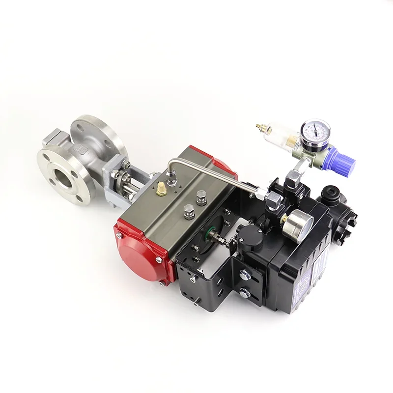 DN65 304 2 Way Pneumatic Actuated Stainless Steel wafer V type Segment Ball Valve with Pneumatic Actuator