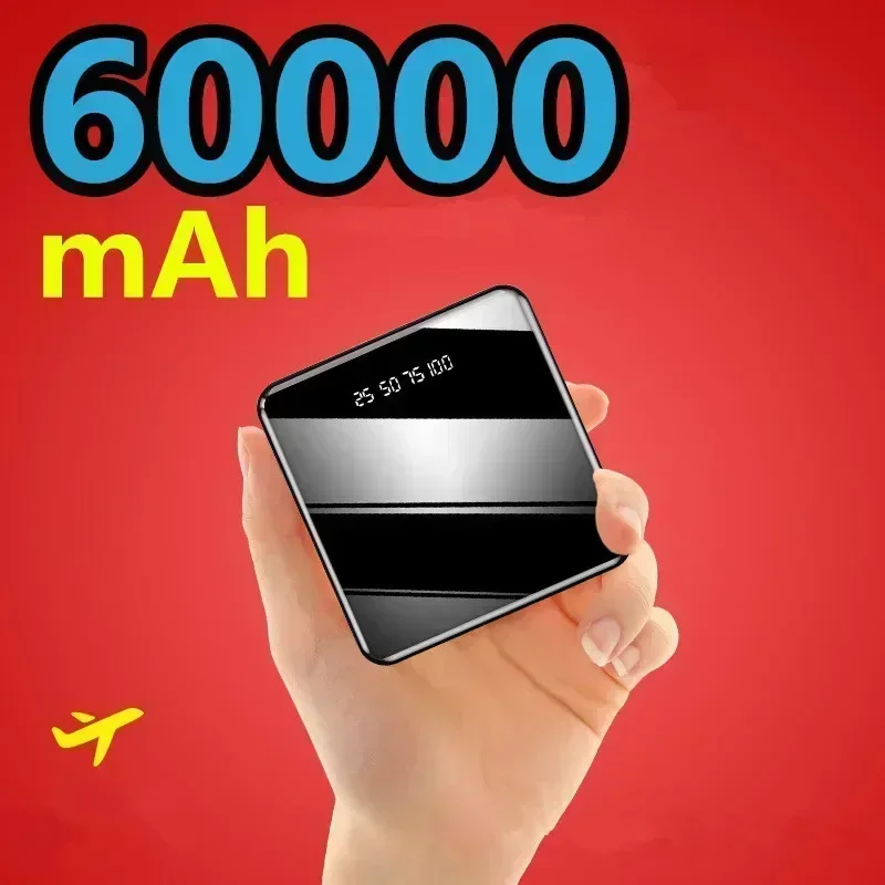 Mini banco de energía portátil de 60000mAh, 2 USB, pantalla Digital LCD, batería externa de carga rápida para iPhone, Xiaomi, Huawei