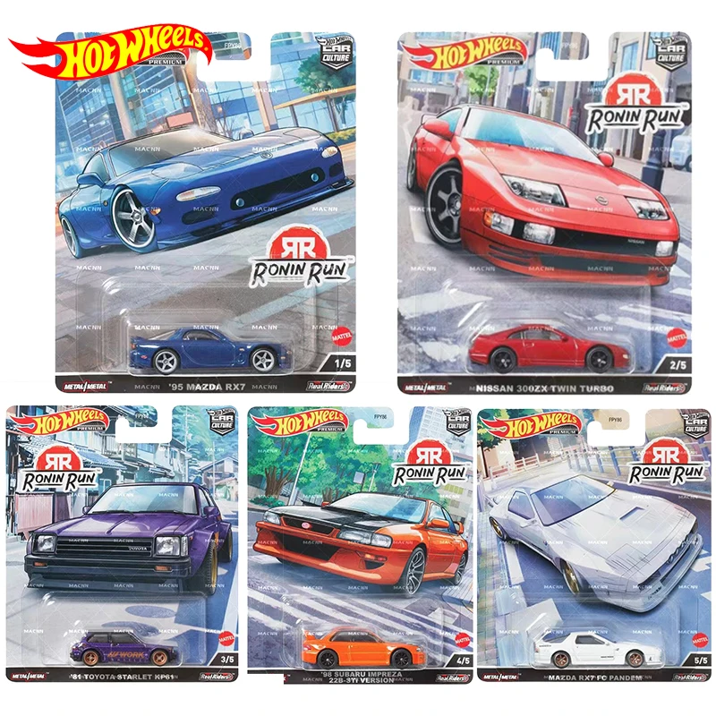 Original Hot Wheels Premium Car Model Ronin Run Sport Automobile Toyota Starlet Nissan Mazda RX7 JDM Toys for Boys Alloy Diecast