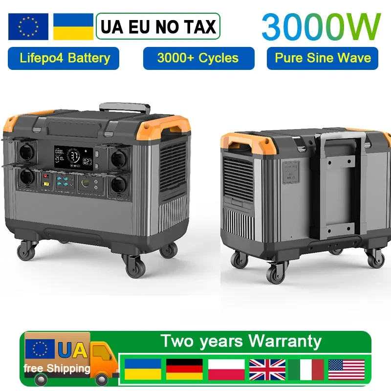 Зарядные Станции 3000W 2000W 1000W 600W Portable Power Station Lifepo4 Lithium Battery Pure Sine Wave Emergency Solar Generator