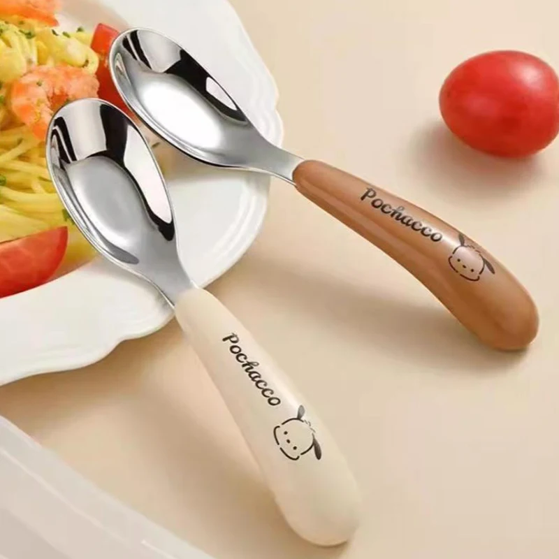 Cartoon Sanrio Spoon Kawaii Household Fall Prevention 304 Stainless Steel Baby Children Complementary Food Spoon Tableware Girl