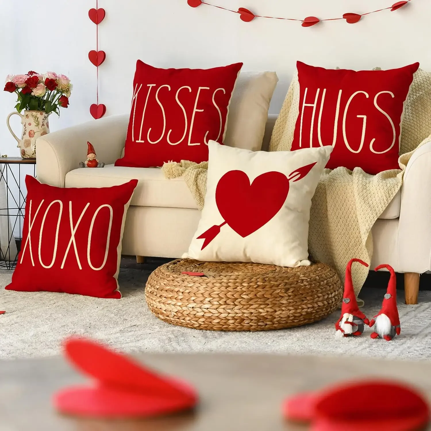 Valentine's Day said to throw pillowcases, 40x 40cm holiday kiss hug XOXO love arrow anniversary wedding cushion cover sofa