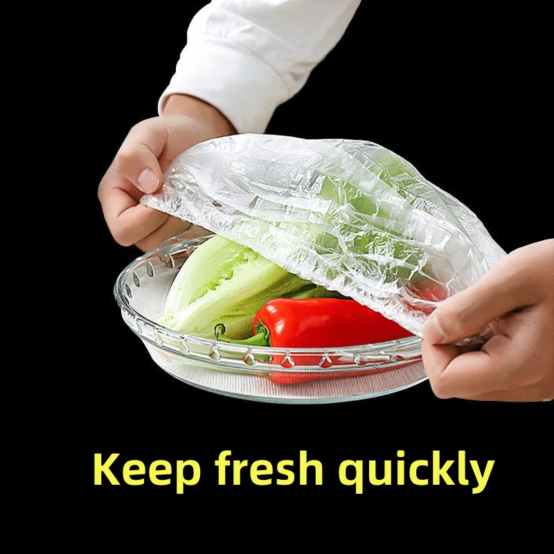 100pcs Reusable Food Cling Film Covers  Fruit Vegetable Storage Food Wrap Storage Bag Picnics & Bbqs Kitchen Food Saver Bag