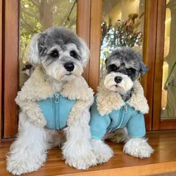 Pet Dog Clothes Corduroy and Velvet Jacket Pet Legs Lamb Fur Collar Coat Jacket Warm Winter Puppy Clothes for Small Dogs Coat