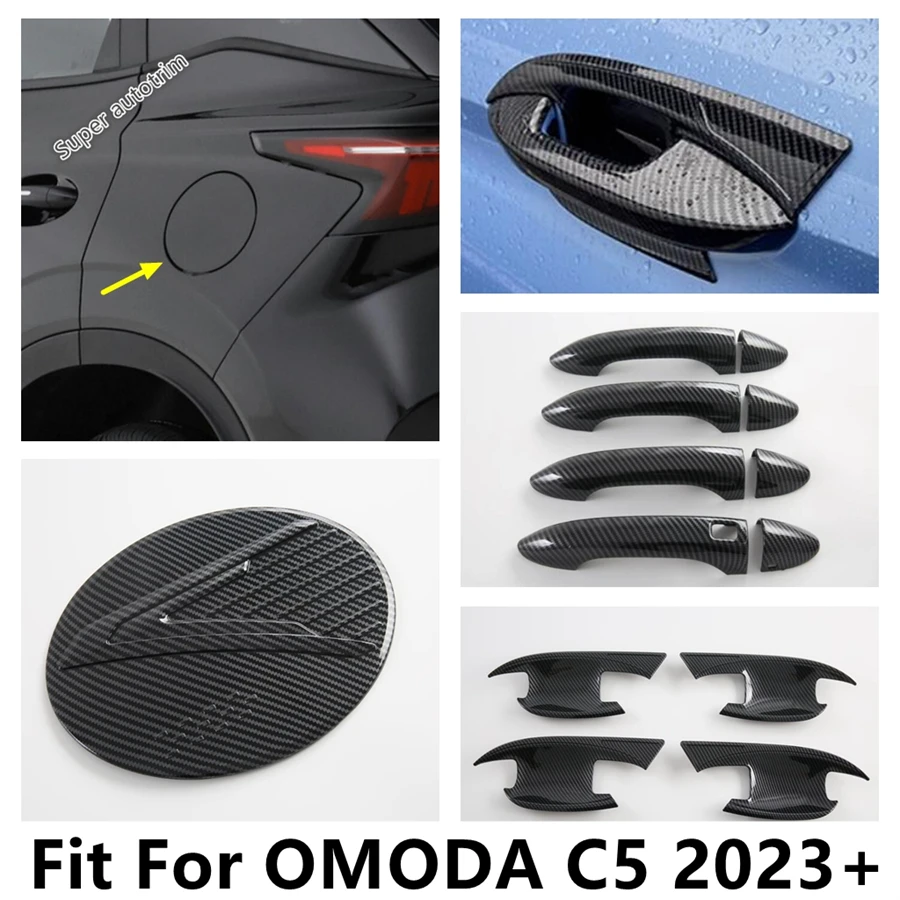 

Car Door Handle Bowl / Fuel Oil Tank Cap Decoration Protection Cover Trim Carbon Fiber Accessories For OMODA C5 2023 2024 2025