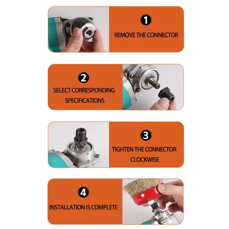 Adattatore per attacco smerigliatrice angolare da 2 pezzi, da M10 a M14/M16, connettore interfaccia lucidatrice a cambio rapido nero Pratico convertitore filettato