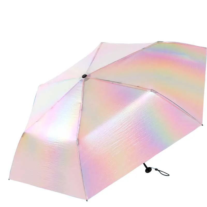 Iridescent Ultra-light polyester fiber color UV protection sun umbrella lightweight advertising rain umbrella