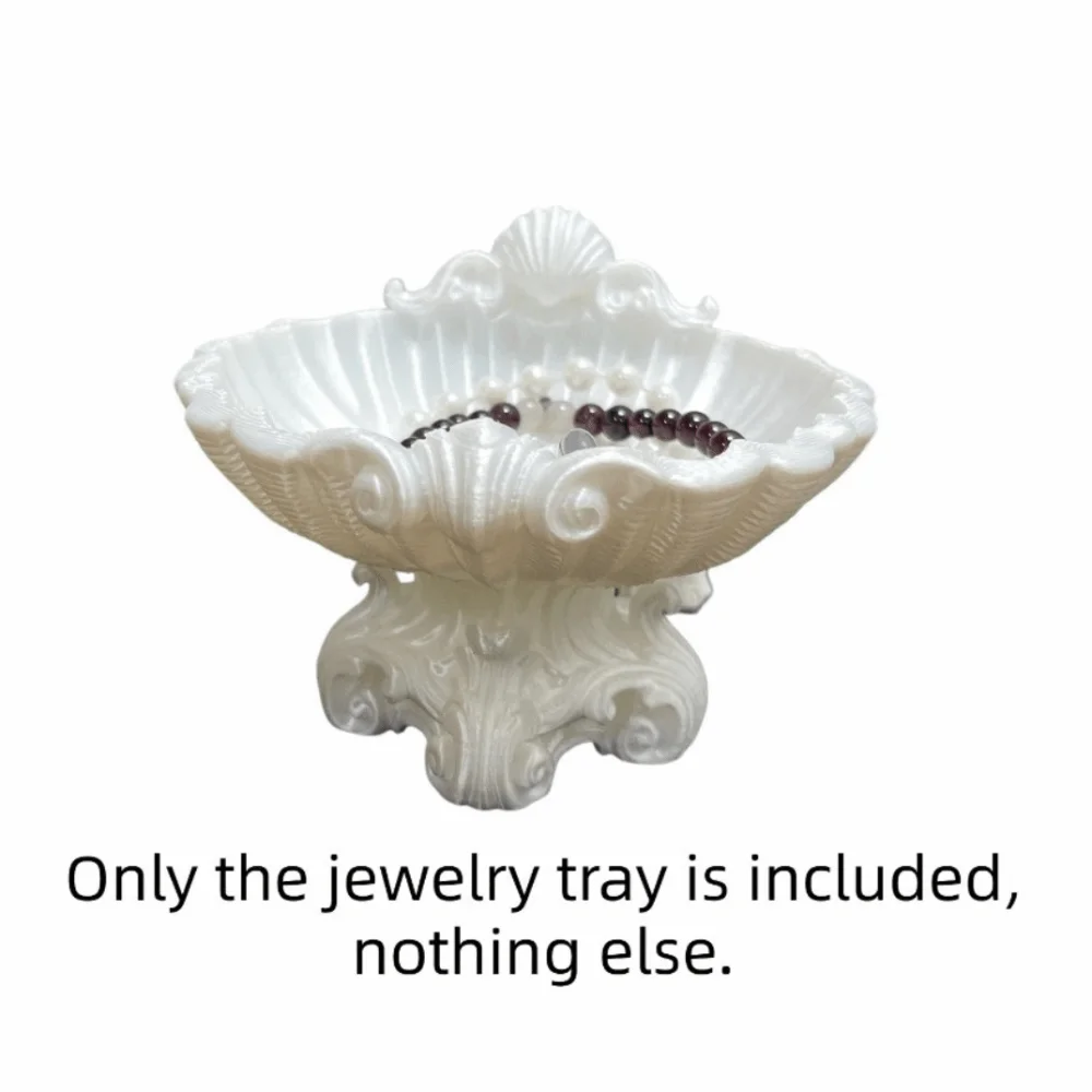 

Elegant Bow 3D Printed Jewelry Tray Decorative Sweet Sofa-shaped Ring Holder Creative Baroque Style Shell Shape Jewelry Tray