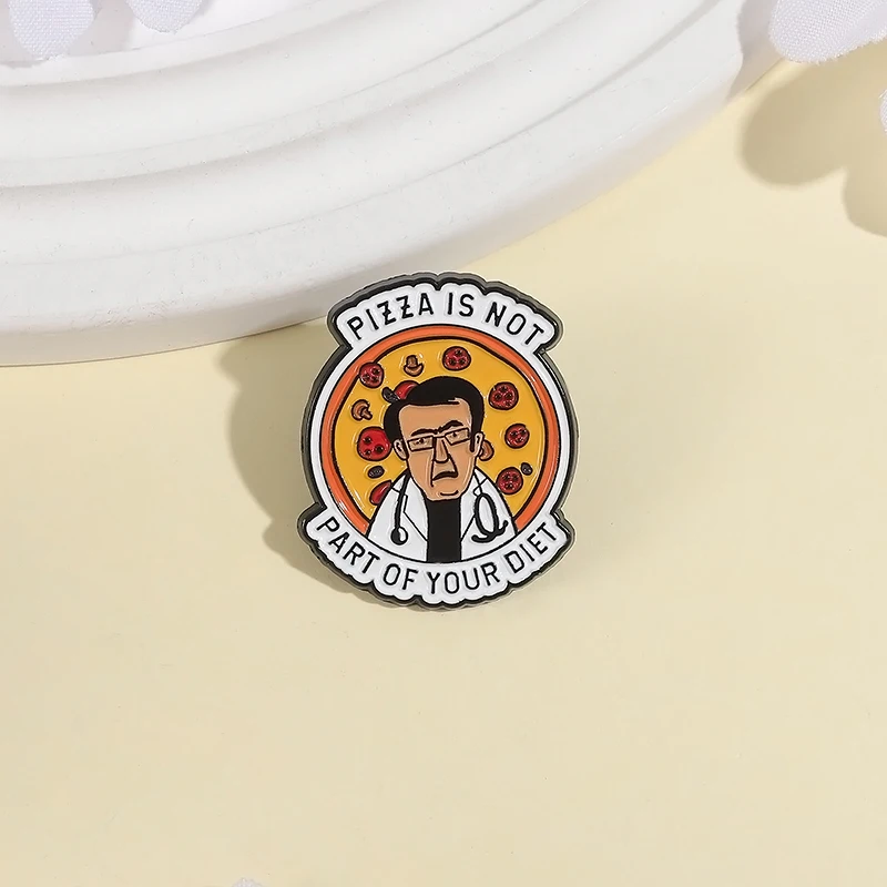 البيتزا ليست جزء من النظام الغذائي المينا دبوس الإبداعية الرجال طبيب النظام الغذائي الصحي بروش معدني شارة التلبيب مجوهرات هدية للأصدقاء ﻿