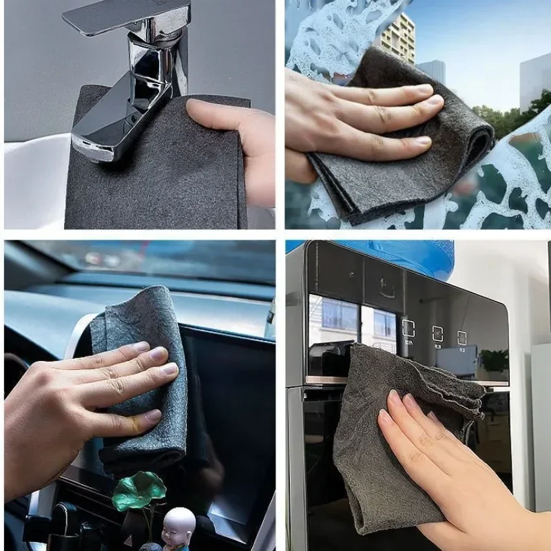 1pc Thickened Magic Cloths Microfiber Washing Rags Car Window Mirror Glass Wipe Towels Reusable Household Cleaning Kitchen Tools