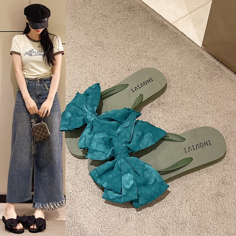 

Women's summer slippers new fashion sandals bow flip-flops sweet outer wear non-slip soft-soled shoes women's versatile slippers