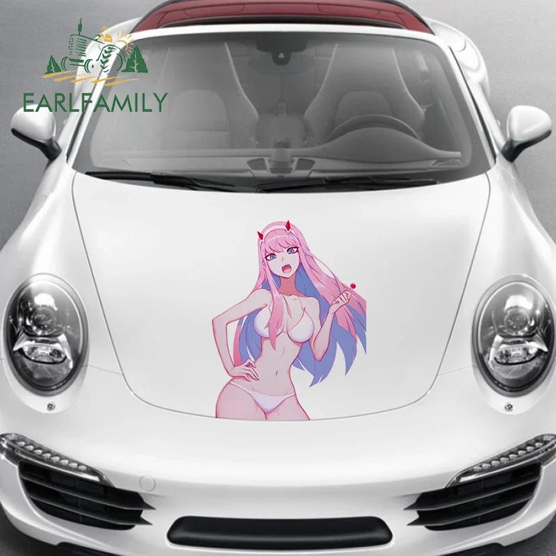 EARLFAMILY 43cm x 33cm Car Stickers Waterproof Decal For Zero Two Scratch-Proof Car Accessories Decals Creative Decoration