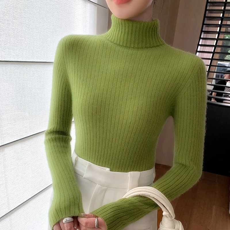 

LHZSYY женский тонкий свитер из 100% кашемира с лацканами, осенняя новая водолазка, вязаный пуловер, повседневные топы высокого класса с вертикальной полосой Joker