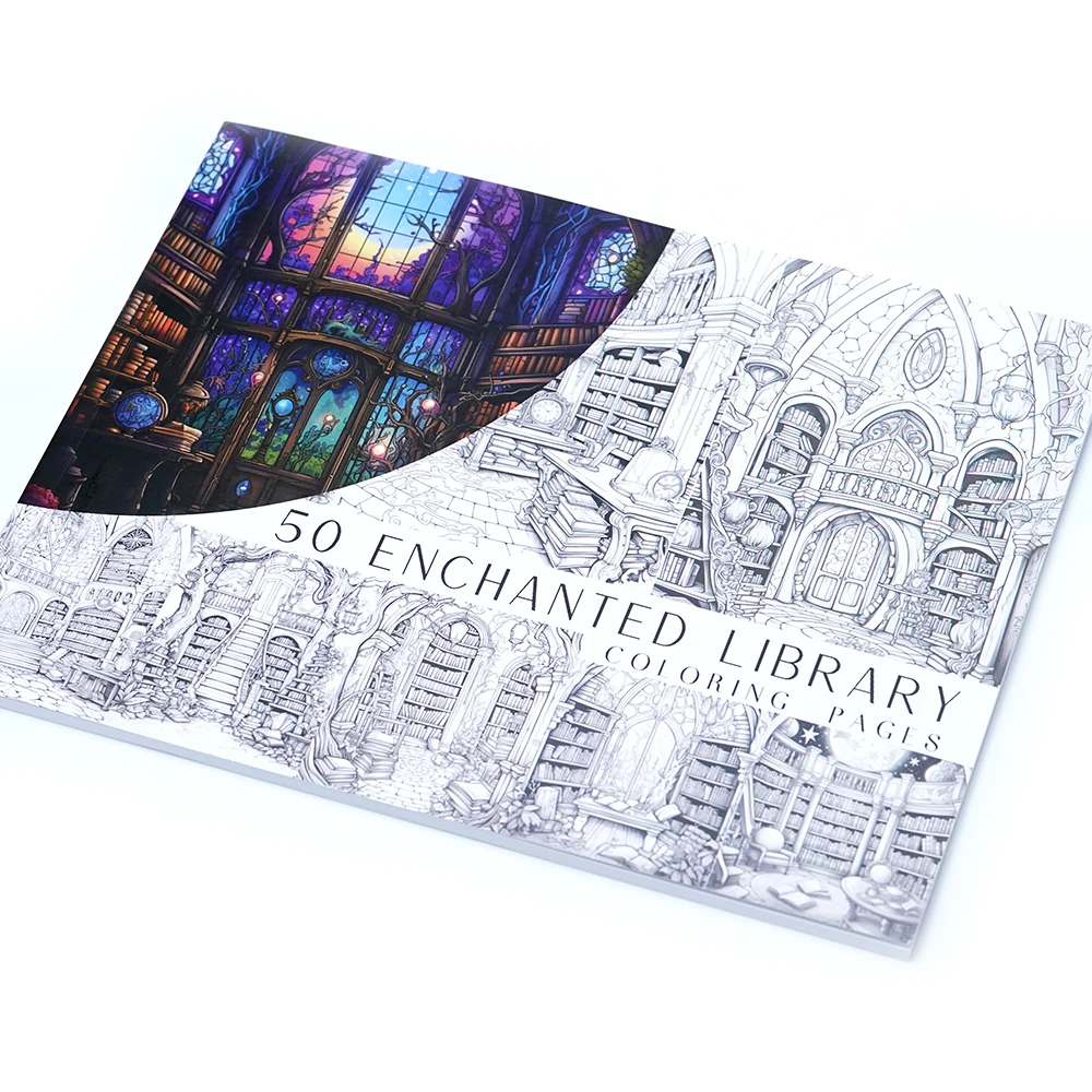 50 Enchanted Library Coloring Pages Fantasy Coloring Sheets Enchanted A4 Size Book Magical Fantasy Bookshelves Wizards Ancient image 4