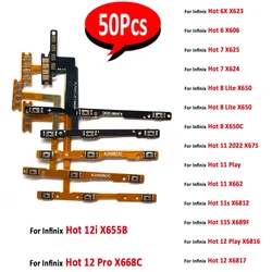 50Pcs,Power on/off Volume Key Button Flex Cable For Infinix Hot 6X 6 7 8 Lite 12 Pro 12i 12 Play 11s 11 2022 X675 GT 20 Pro