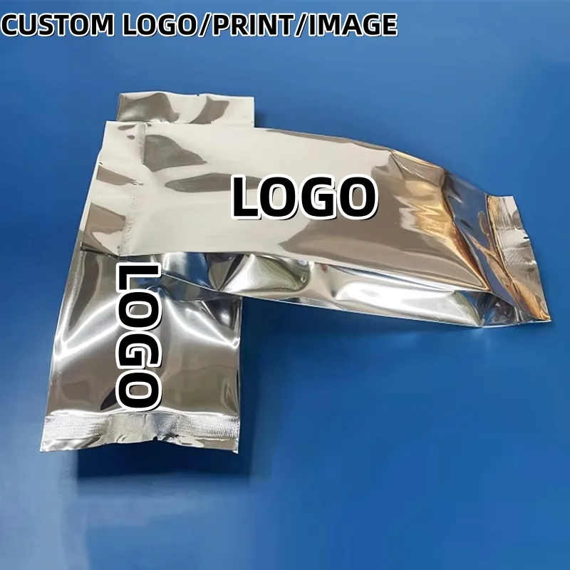 

100PCS Glossy Silver Aluminum Foil Sides Gusset Bags Open Top Coffee Beans Snack Coffee Tea Dried Fruits Gifts Packaging Pouches