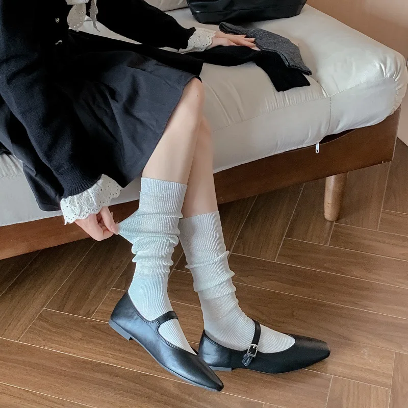 Женские чулки, новые модные повседневные гольфы, женские хлопковые однотонные длинные удобные гольфы до бедра