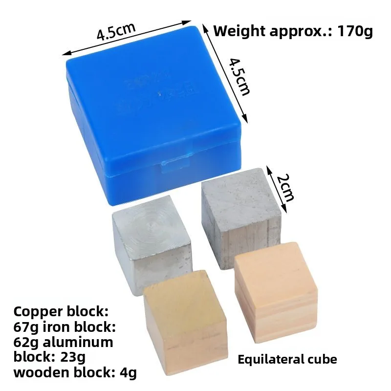 Physics Density Cube Set Educational Science Kit with Metal Blocks for Volume and Mass Measurement School Lab Teaching