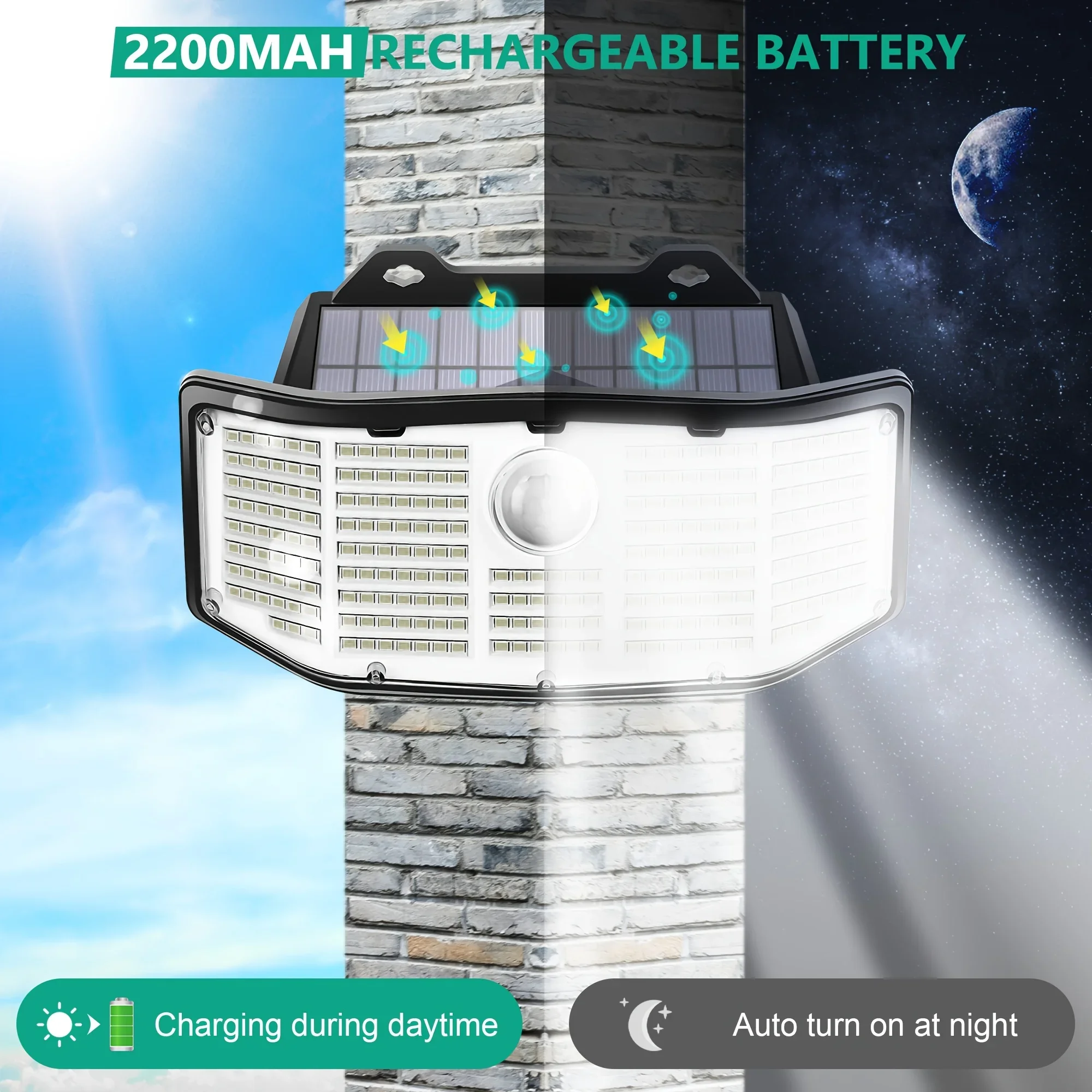 IP65 Waterproof Solar Outdoor Lights - 2 Pack 252 LED Motion Sensor Lights Solar Security Flood Lights for Backyard Patio Patio