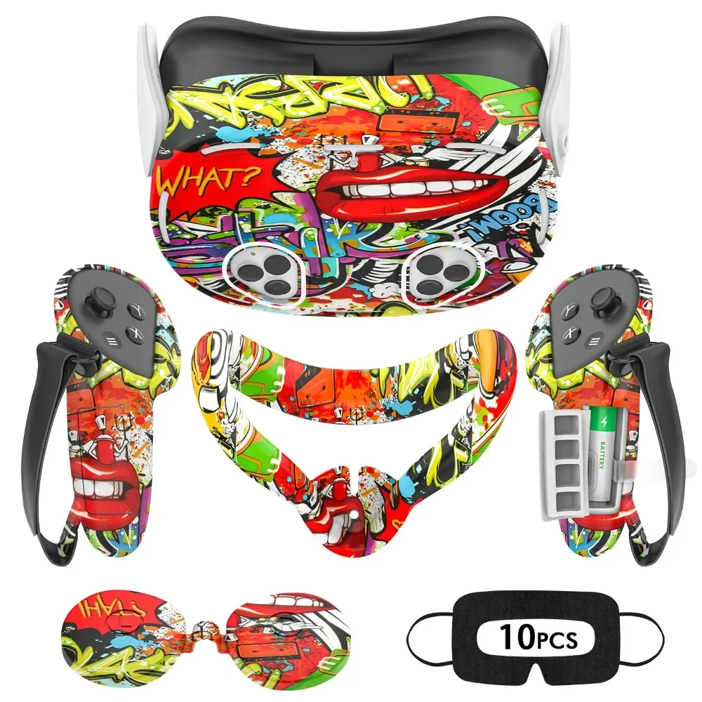 

For Meta Quest 3s Silicone Controller Handle Accessories VR 5pcs Silicone Protective Cover Host Cover+Eye Mask+Face Mask+Handle