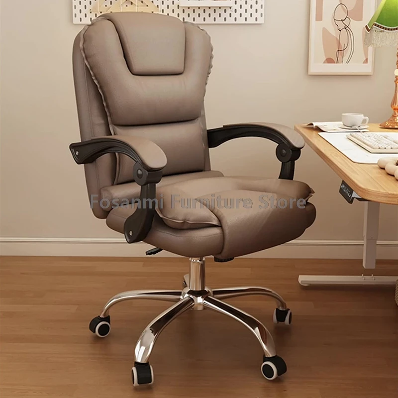 Silla de oficina reclinable de cuero con reposabrazos de conexión, respaldo ancho suave, sillas de ordenador para jugadores, silla de escritorio giratoria ergonómica para juegos en casa