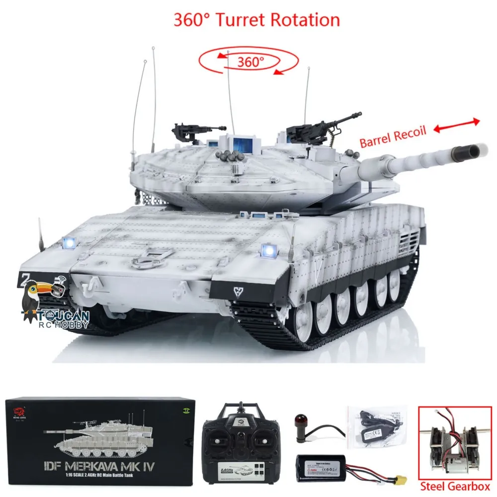Czołg RC Heng Long 3958 1/16 IDF Merkava MK IV Metalowa skrzynia biegów Czołgi Samochody Zabawki Sterowane Radiowo Model Panzer Prezenty TH23439