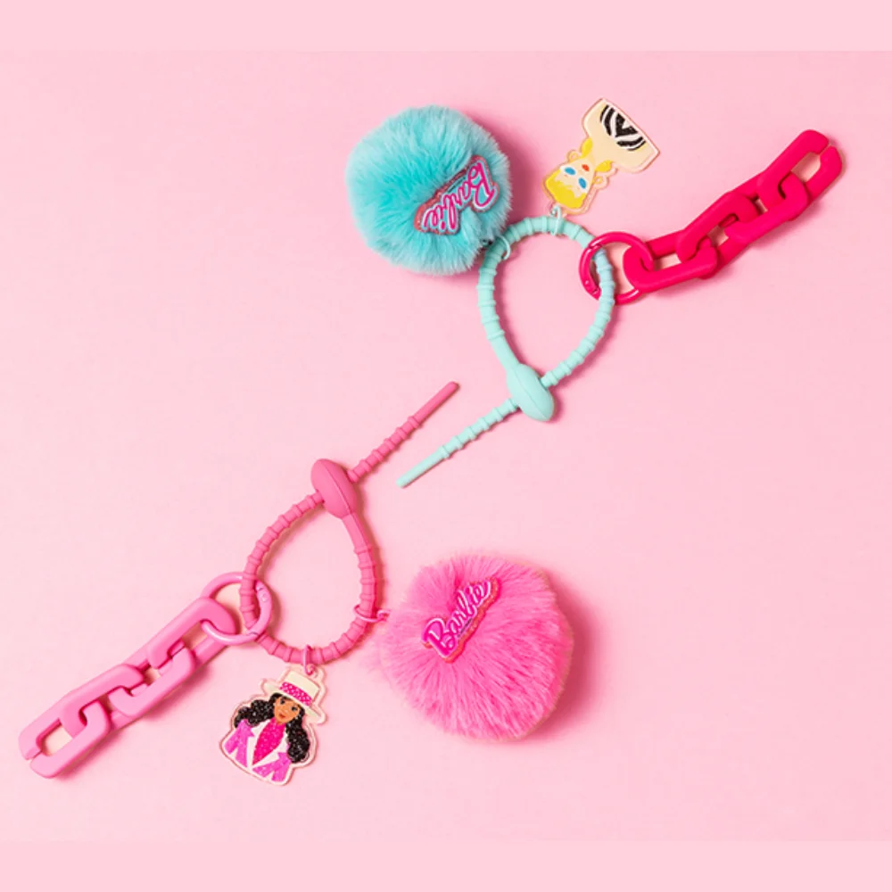 سلسلة مفاتيح Miniso Barbie Daylight Shine Series من القطيفة على شكل حقيبة وردية أنيقة يمكنك صنعها بنفسك إكسسوارات ساحرة هدية للحفلات للنساء والفتيات #5