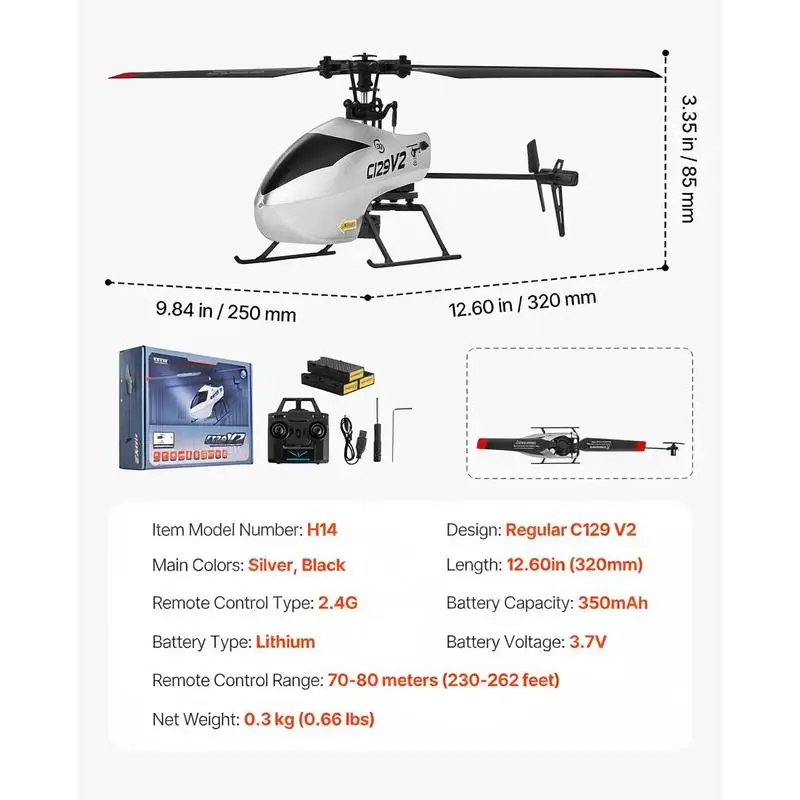 Remote Control Aircraft 10 Inch For Backyard Indoor Park, 4-Channel Gyro Stabilization 39-Minute Battery Life Altitude Hold Single Propeller 2.4GHz Wireless Beginner Toy For Kids Age 8+ view 2