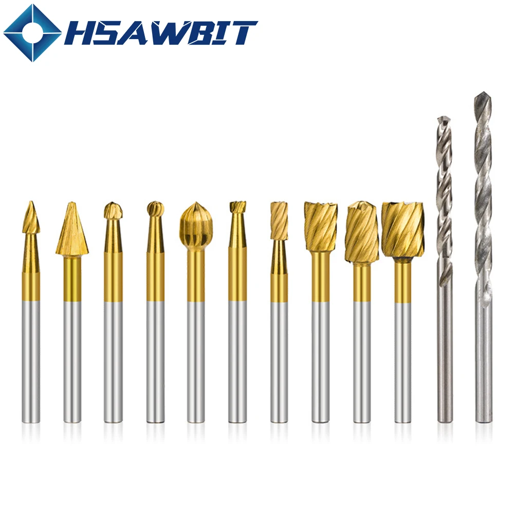 

12pcs Carbide Rotary Burr Wood Metal Root Carving Cutter Rotary File