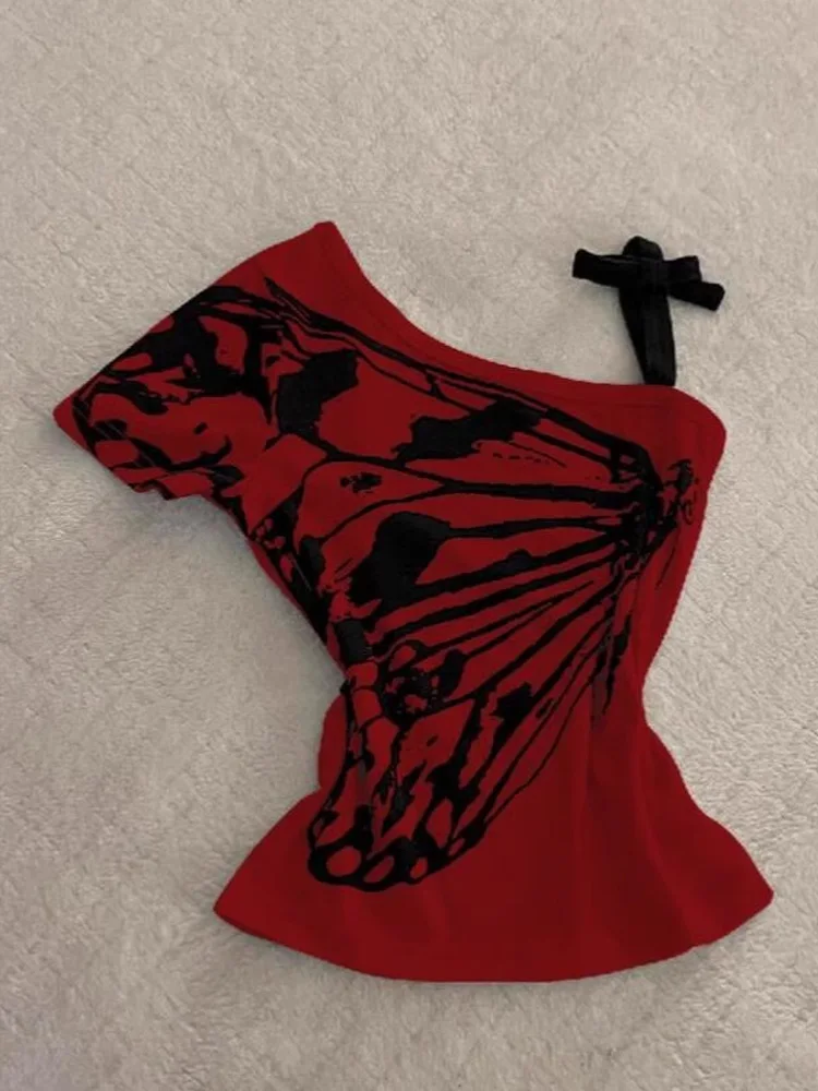 

Millennial Retro American Spicy Girl Y2K Slim Fit Waist Cinched Vintage ter Print T-irt Women Summer Casual Sle ort ...