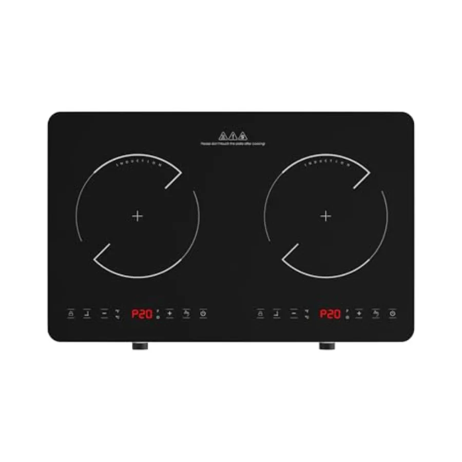 Countertop induction cooktop for home cooking black tempered glass precise 20-level temperature control with child safety lock