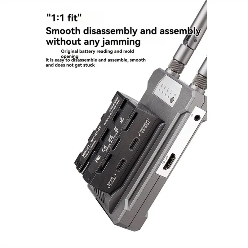 T81C! NP-F Double-Sided Dummy Battery with LED Light External V-Port Power Supply Virtual Monitor for Nikon C Cameras