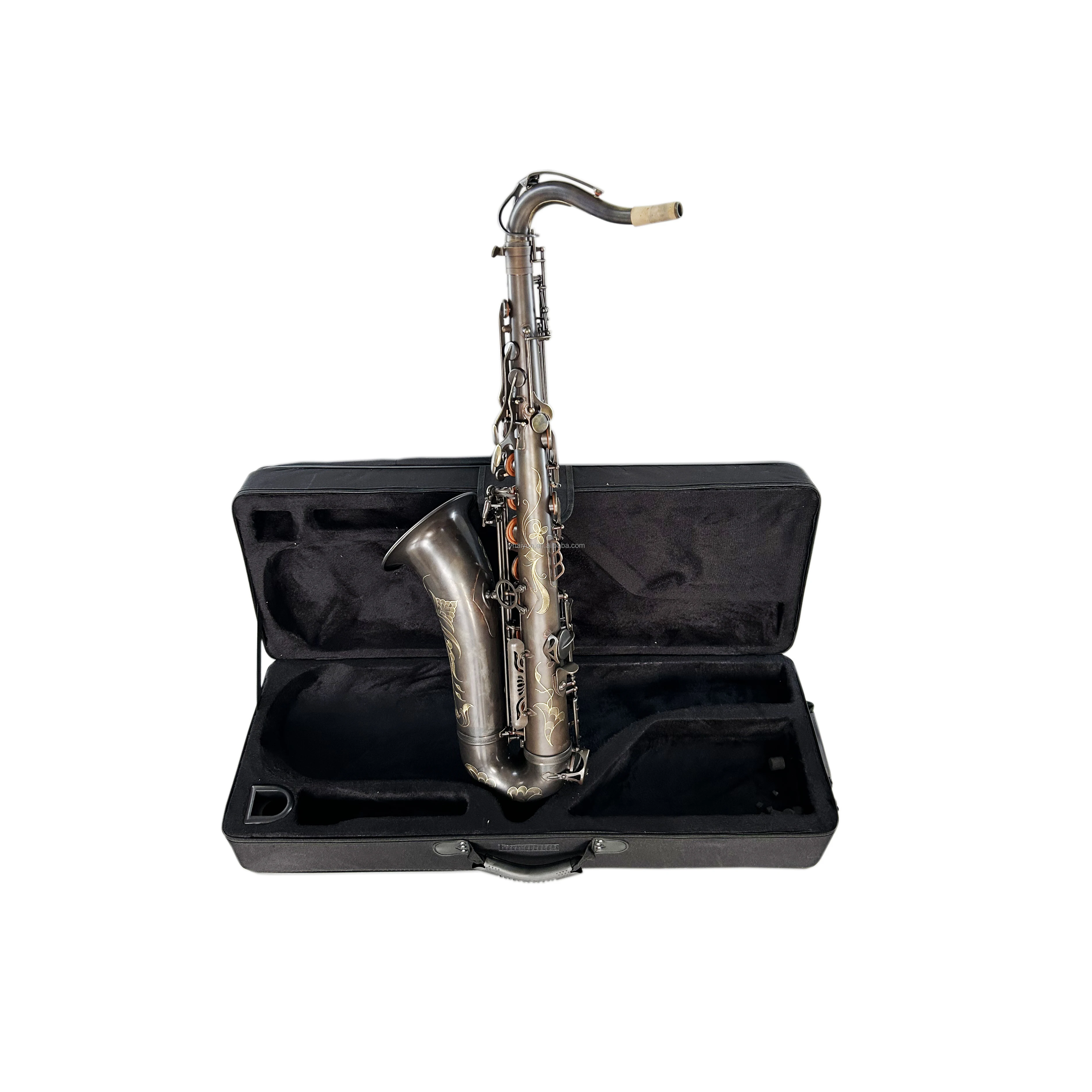 Bb Tone Tenor Saxophone Vintage Black Finish Woodwind For Musician Band Performance Daily Playing