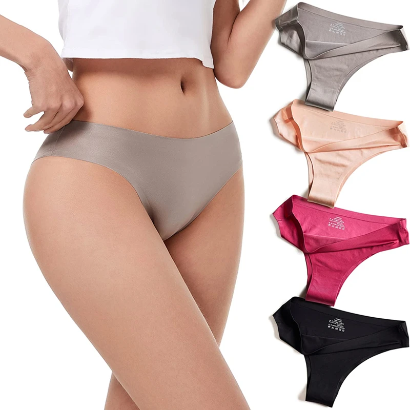 

6 Pcs Women Panties Seamless Sexy Underwear Fitness Sports Panties Lingerie T-back G-string Thong Ice Silk Woman Underwear Pack