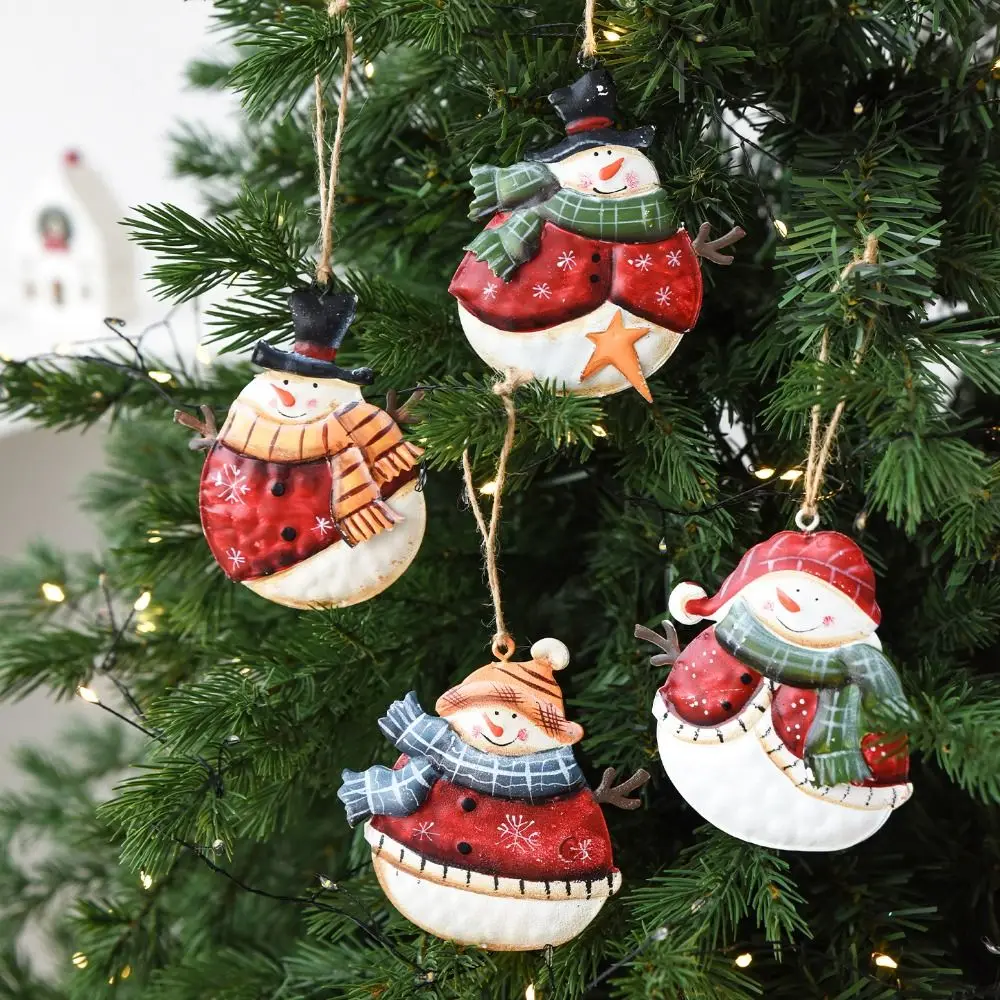 

Creative Snowman Christmas Hanging Model Handmade Pendant Christmas Tree Decor with Lanyard Cute Xmas Ornament New Year Party