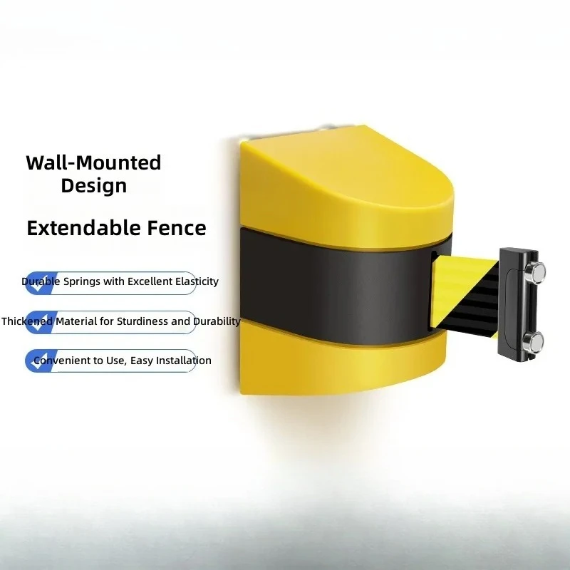 for Yellow and Black Wall Mounted Telescopic Isolation Belt 1m Magnetic Rope Fence Base Stainless Steel Barrier Post
