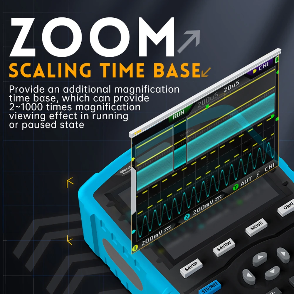 For Fnirsi DPOX180H Handheld Dual Channel Digital Oscilloscope 180MHz-3DB Signal Generator IPS High-definition Display Screen