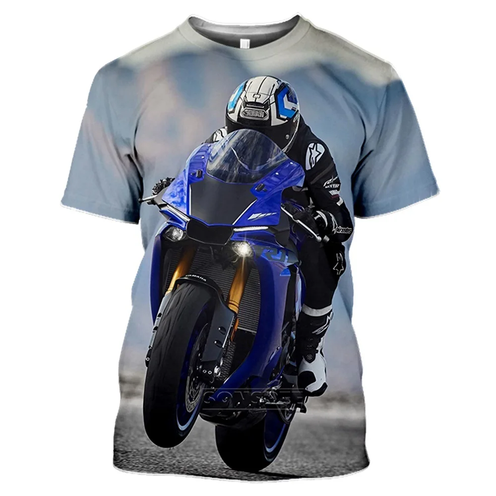 Mens T-shirt Summer 3D Print Motorcycle Motocross Tshirt Women Tops Tees Fashion Short Sleeve Sports Car T-shirts Homme