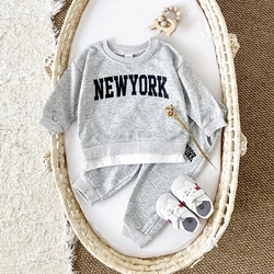 Spring Baby Boys Clothing 2Pcs Cotton Infant Clothes Sets NewYork Tracksuit Long Sleeve Top+Pants Infant Outfit 0-3 Years Kids