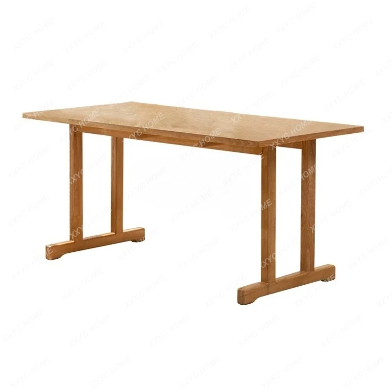 DF Solid Wood Long Table  Simple Household Dining Table White Wax Dining Table Small Apartment Desk Workbench