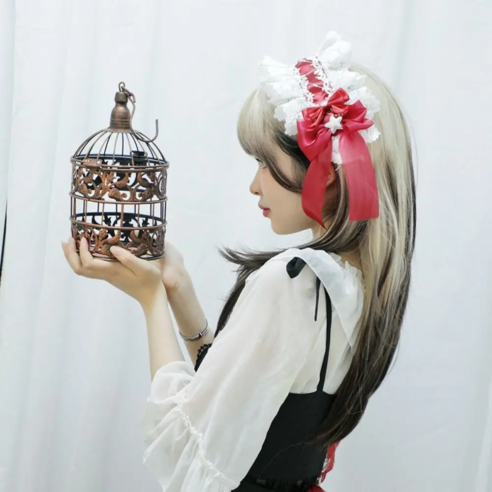 

Милая кружевная повязка на голову в стиле Лолиты Jk Kawaii, повязка для волос с рюшами, лента с бантом, аксессуары для волос, аниме-горничная, головной убор для косплея, аксессуар для косплея