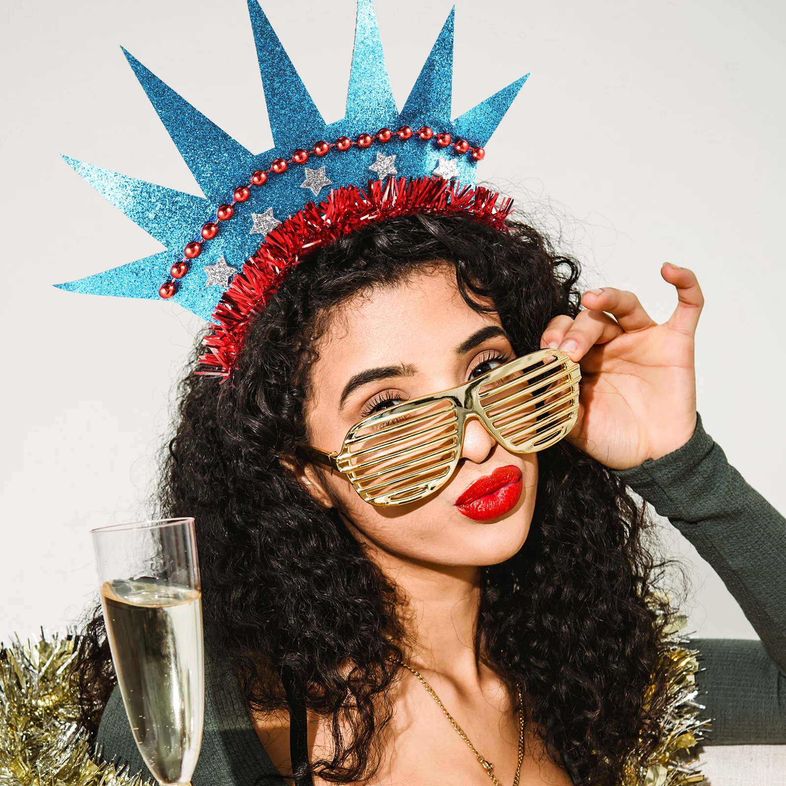 

2Pcs Crown Headband Statue of Liberty Design Lightweight Party Hair Hoop Independence Day Headdress Performance Accessory