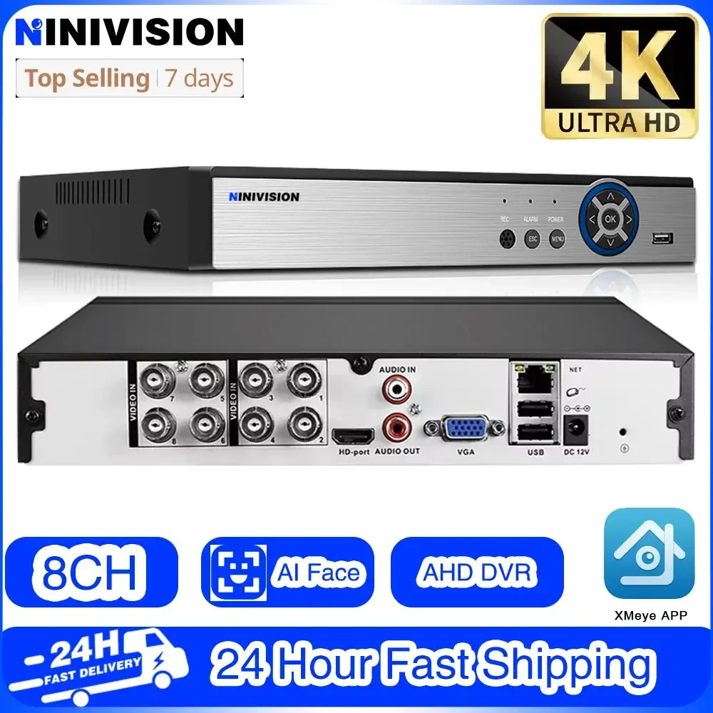 

AHD 4K 8-канальный видеорегистратор видеонаблюдения 6 в 1, гибридный NVR DVR, система безопасности, 8 МП, XMEYE, аналоговый видеорегистратор, 8 каналов, 5 МП