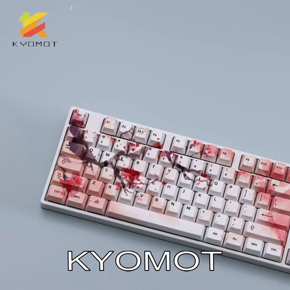 Imagem -05 - Kyomot Cherry Blossom Keycaps Temáticos Pbt Dye-perfil de Sublimação Cereja 127 Chaves Keycap para Teclado Mecânico do Interruptor de Ikbc mx