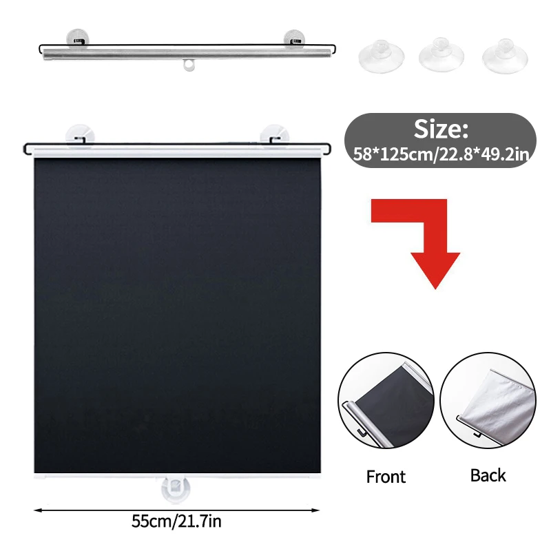 Cortina opaca para persiana enrollable con ventosa, parasol para ventana de coche, cortina opaca para tienda, ocultante roulante