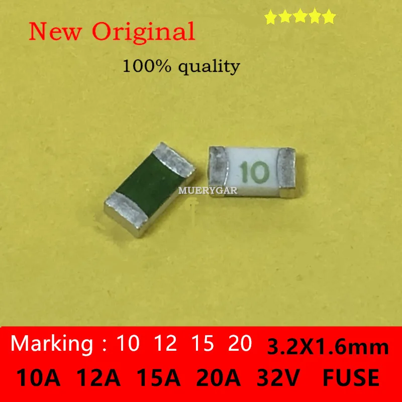 (10-200pieces/lot)100%New  0501010.WR1  One-time fuse  Marking: 10   12   15  20  32V  10A  12A  15A  20A  SMD1206   3.2X1.6mm